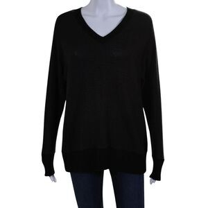 Maple Sage Womens Knit Striped V-Neck Pullover Sweater Top Burgundy Size S